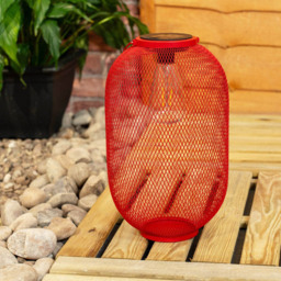 ValueLights Red Metal Mesh Basket Solar Powered Outdoor Garden Lantern Light - Size: 34 x 20 x 20cm - Green - Wilko - thumbnail 4