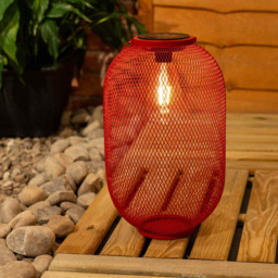 ValueLights Red Metal Mesh Basket Solar Powered Outdoor Garden Lantern Light - Size: 34 x 20 x 20cm - Green - Wilko - thumbnail 3