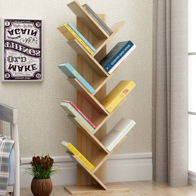 Living and Home 9 Shelf Natural Tree Shaped Bookshelf - Brown - Wilko - image 1