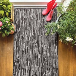 My Mat Charcoal Broken Stripe Stain Resistant Runner 67 x 200cm - Size: 67 x 200 x 2cm - grey - Wilko - thumbnail 5