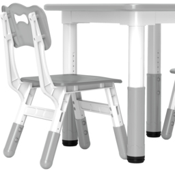 AIYAPLAY 2 Seater Grey Height Adjustable Kids Table and Chair Set - Wilko - thumbnail 4