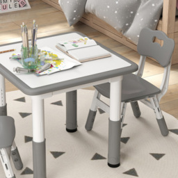 AIYAPLAY 2 Seater Grey Height Adjustable Kids Table and Chair Set - Wilko - thumbnail 5