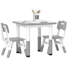 AIYAPLAY 2 Seater Grey Height Adjustable Kids Table and Chair Set - Wilko - thumbnail 3