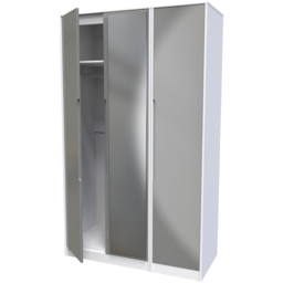 Crowndale Monaco 3 Door Grey Gloss and White Tall Mirror Wardrobe Ready Assembled - Grey Gloss & White - Wilko - thumbnail 4