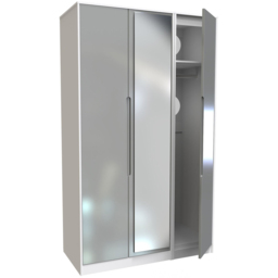 Crowndale Monaco 3 Door Grey Gloss and White Tall Mirror Wardrobe Ready Assembled - Grey Gloss & White - Wilko - thumbnail 6