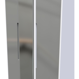 Crowndale Monaco 3 Door Grey Gloss and White Tall Mirror Wardrobe Ready Assembled - Grey Gloss & White - Wilko - thumbnail 5