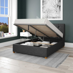 Aspire Hepburn King Size Charcoal Saxon Twill Ottoman Bed - Grey - Aspire Beds - Wilko - thumbnail 3