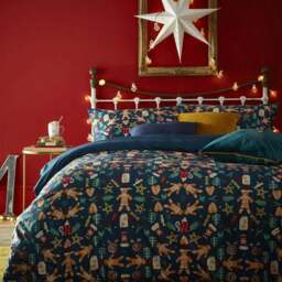 furn. Yuletide Treats Toddler Navy Christmas Duvet Cover Set - Blue - Wilko