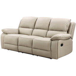 Salerno 3 Seater Light Grey Leather Manual Recliner Sofa - Wilko - thumbnail 3