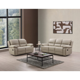 Salerno 3 Seater Light Grey Leather Manual Recliner Sofa - Wilko - thumbnail 4