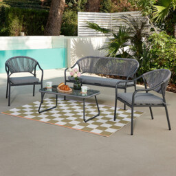 Home Detail Sona 4 Seater Grey Rope Style Lounge Set - Wilko - thumbnail 1