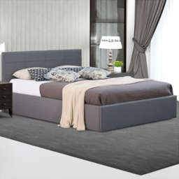 Brooklyn Double Grey Fabric Gas Lift Ottoman Bed - Wilko