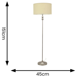 ValueLights Maggie Cream Shade Brushed Chrome Candlestick LED Floor Lamp - Silver - Wilko - thumbnail 5