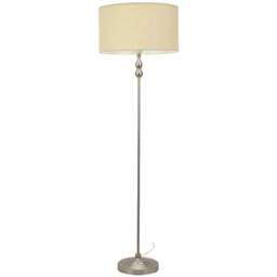 ValueLights Maggie Cream Shade Brushed Chrome Candlestick LED Floor Lamp - Silver - Wilko