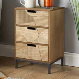 Home Source Reedham 3 Drawer Geometric Bedside Table - Brown - Wilko