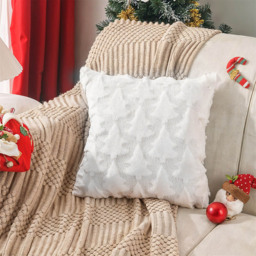 Living and Home White 3D Christmas Tree Soft Plush Cushion Cover 45 x 45cm - Size: 0.5 x 45 x 45cm - Wilko - thumbnail 3