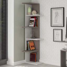 Decortie Saso White and Mocha Grey 5 Tier Medium Corner Display Unit - Multi - Wilko