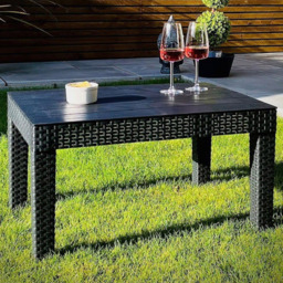Garden Gear Black Rattan Effect Plastic Garden Side Table - Size: 38 x 52 x 72cm - Wilko - thumbnail 1