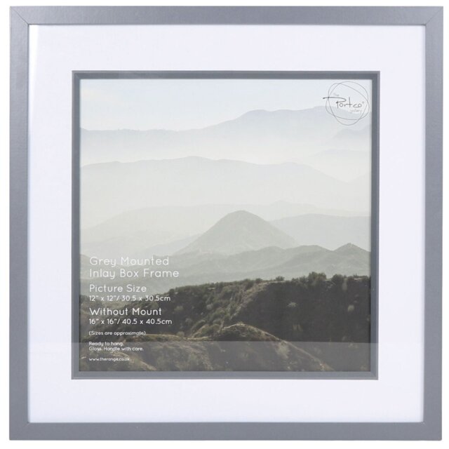 The Port. Co Gallery Grey Mounted Inlay Box Photo Frame 12 x 12 inch - Wilko