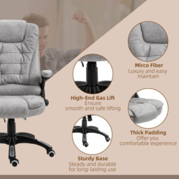 Portland Grey Microfibre Swivel Massage Recliner Office Chair - Size: 67 x 74 x 116cm - Wilko - thumbnail 7