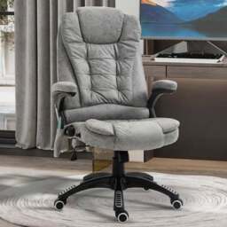 Portland Grey Microfibre Swivel Massage Recliner Office Chair - Size: 67 x 74 x 116cm - Wilko