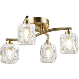 Happy Homewares 4 Bulb Antique Brass Ceiling Light - Size: 16 x 35 x 35cm - Gold - Wilko - thumbnail 5