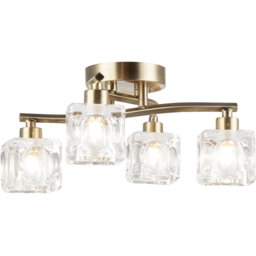 Happy Homewares 4 Bulb Antique Brass Ceiling Light - Size: 16 x 35 x 35cm - Gold - Wilko - thumbnail 4