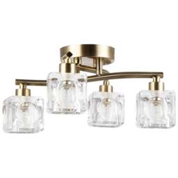 Happy Homewares 4 Bulb Antique Brass Ceiling Light - Size: 16 x 35 x 35cm - Gold - Wilko