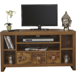 GFW Jakarta 3 Drawer 6 Shelf Mango Yellow Corner TV Unit - Size: 43 x 104 x 54cm - Brown - Wilko - thumbnail 3
