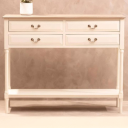 Premier Housewares Heritage 4 Drawer Console Table - Size: 113 x 32 x 90cm - Cream - Interiors by Premier - Wilko