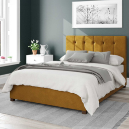 Aspire Hepburn King Size Ochre Plush Velvet Ottoman Bed - Orange - Aspire Beds - Wilko