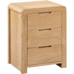 Julian Bowen Curve 3 Drawer White Oak Bedside Table - Wood - Wilko - thumbnail 3