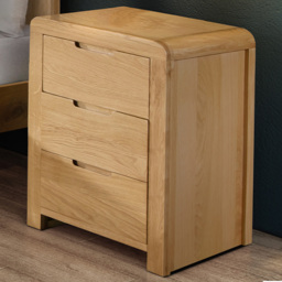 Julian Bowen Curve 3 Drawer White Oak Bedside Table - Wood - Wilko - thumbnail 1