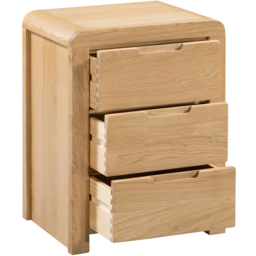 Julian Bowen Curve 3 Drawer White Oak Bedside Table - Wood - Wilko - thumbnail 5
