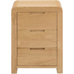 Julian Bowen Curve 3 Drawer White Oak Bedside Table - Wood - Wilko - thumbnail 4