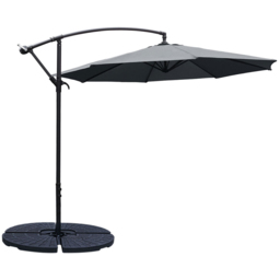 Living and Home Beige Round Crank Parasol 3m - Grey - Wilko - thumbnail 1