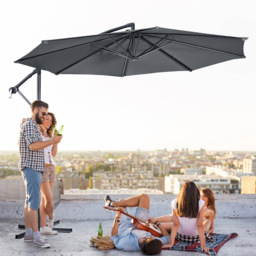 Living and Home Beige Round Crank Parasol 3m - Grey - Wilko - thumbnail 3