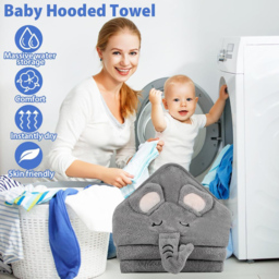 Dyzi Black Animal Cartoon Ultra Soft and Absorbent Baby Hooded Bath Towel - Size: 110 x 80 x 80cm - Wilko - thumbnail 4