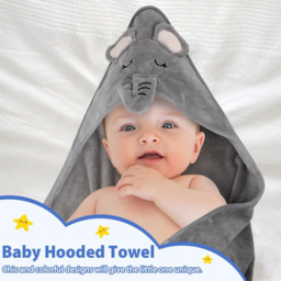 Dyzi Black Animal Cartoon Ultra Soft and Absorbent Baby Hooded Bath Towel - Size: 110 x 80 x 80cm - Wilko - thumbnail 3