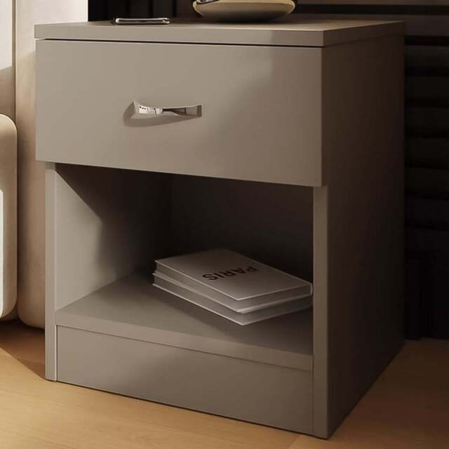 FWStyle Promo Single Drawer Putty Modern Bedside Table - Brown - Wilko - image 1