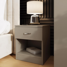 FWStyle Promo Single Drawer Putty Modern Bedside Table - Brown - Wilko - thumbnail 7