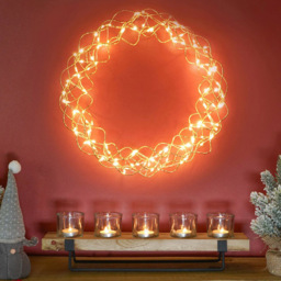 St Helens Outdoor Festive LED Light Up Copper Wreath 31cm - Multi - Wilko