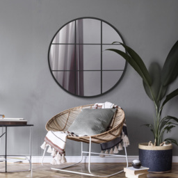 The Circulus Black Window Wall Mirror 100 x 100cm - MirrorOutlet - Wilko - thumbnail 3