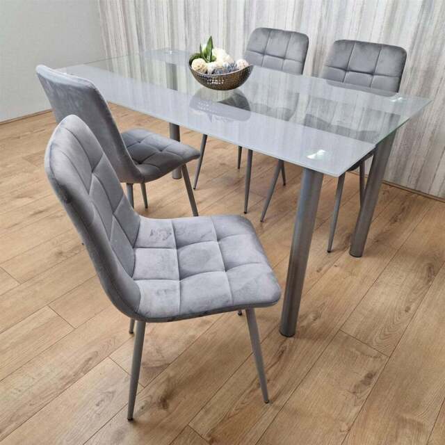 Kosy Koala 4 Seater Grey and Clear Glass Dining Set - Wilko - image 1
