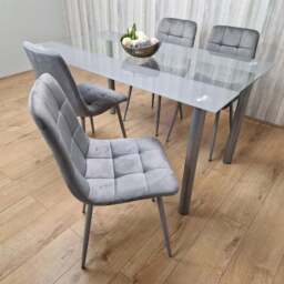 Kosy Koala 4 Seater Grey and Clear Glass Dining Set - Wilko