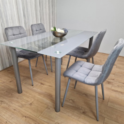 Kosy Koala 4 Seater Grey and Clear Glass Dining Set - Wilko - thumbnail 5