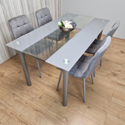 Kosy Koala 4 Seater Grey and Clear Glass Dining Set - Wilko - thumbnail 7