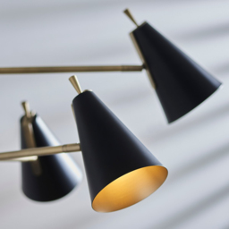 Merano Alta 6 Light Matt Black and Antique Brass Pendant Light - Size: 96 x 96 x 76cm - Brown - Wilko - thumbnail 6