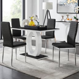 Furniturebox Lucia Valera 4 Seater Dining Set Black Gloss and Chrome - Wilko - thumbnail 1