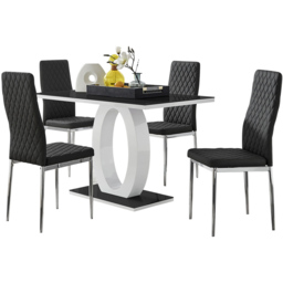 Furniturebox Lucia Valera 4 Seater Dining Set Black Gloss and Chrome - Wilko - thumbnail 3